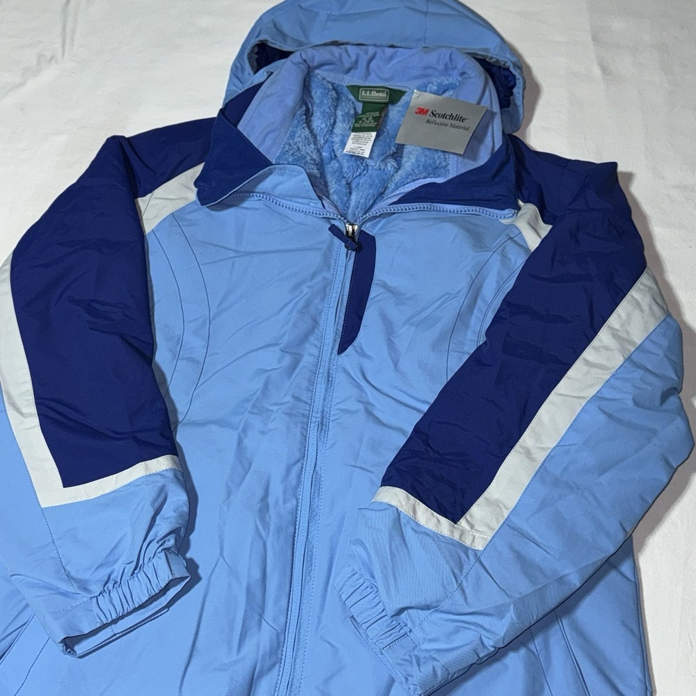 LL Bean Kids 3M Jacket 3 In 1 Coat Reflective Nylon Youth Size XL‎ 18 Hooded NWT